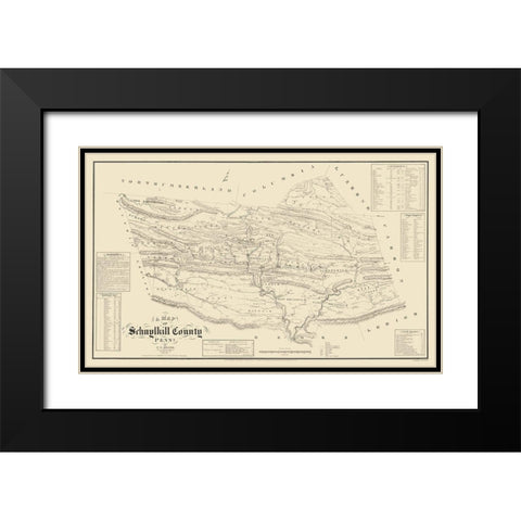 Schuylkill County Pennsylvania - Sheafer 1855 Black Modern Wood Framed Art Print with Double Matting by Sheafer