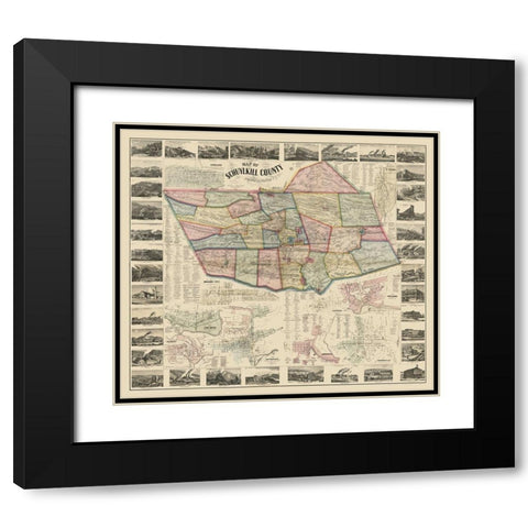 Schuylkill County Pennsylvania - Scott 1864 Black Modern Wood Framed Art Print with Double Matting by Scott