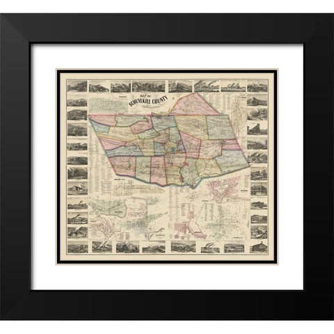 Schuylkill County Pennsylvania - Scott 1864 Black Modern Wood Framed Art Print with Double Matting by Scott