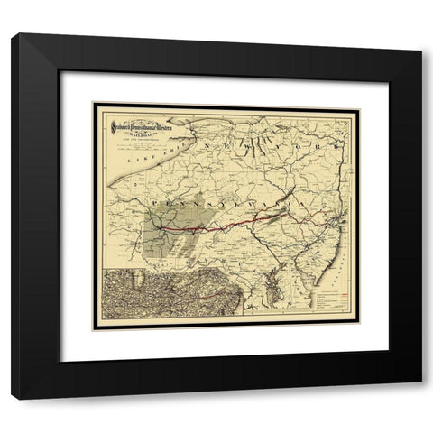 Seaboard, Pennsylvania and Western Railroad 1884 Black Modern Wood Framed Art Print with Double Matting by Colton