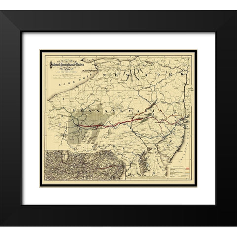 Seaboard, Pennsylvania and Western Railroad 1884 Black Modern Wood Framed Art Print with Double Matting by Colton