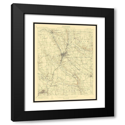 Shenango Pennsylvania Quad - USGS 1908 Black Modern Wood Framed Art Print with Double Matting by USGS