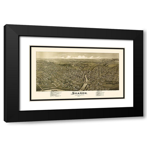 Sharon Pennsylvania - Fowler 1901 Black Modern Wood Framed Art Print with Double Matting by Fowler