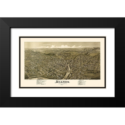 Sharon Pennsylvania - Fowler 1901 Black Modern Wood Framed Art Print with Double Matting by Fowler