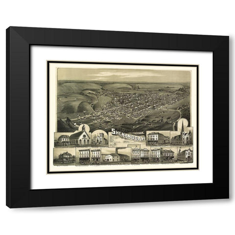 Shenandoah Pennsylvania - Fowler 1889 Black Modern Wood Framed Art Print with Double Matting by Fowler