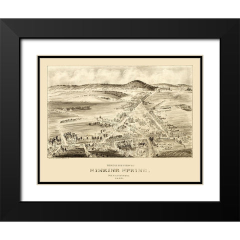 Sinking Spring Pennsylvania - Fowler 1898 Black Modern Wood Framed Art Print with Double Matting by Fowler