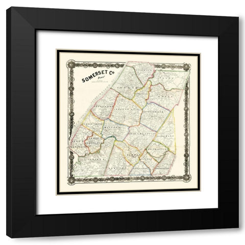 Somerset County Pennsylvania - 1860 Black Modern Wood Framed Art Print with Double Matting by Unknown