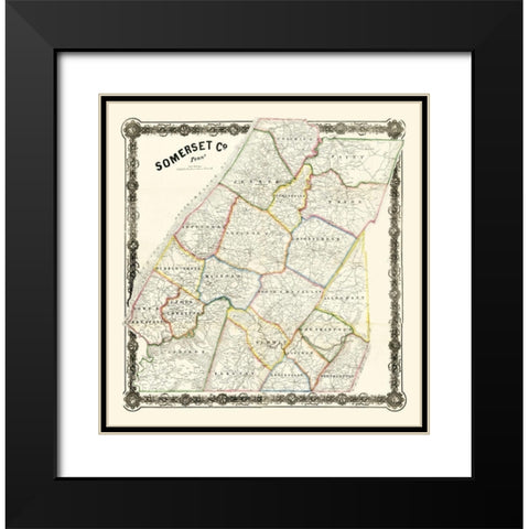 Somerset County Pennsylvania - 1860 Black Modern Wood Framed Art Print with Double Matting by Unknown