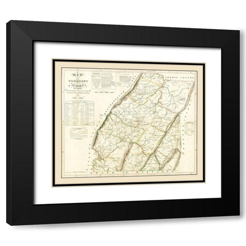 Somerset County Pennsylvania - Wells 1830 Black Modern Wood Framed Art Print with Double Matting by Wells
