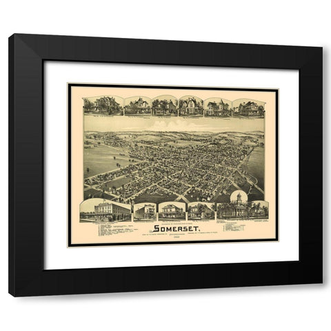 Somerset Pennsylvania - Fowler 1900 Black Modern Wood Framed Art Print with Double Matting by Fowler