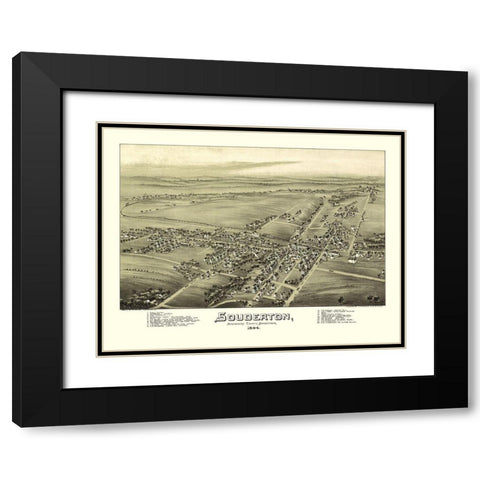 Souderton Pennsylvania - Fowler 1894 Black Modern Wood Framed Art Print with Double Matting by Fowler