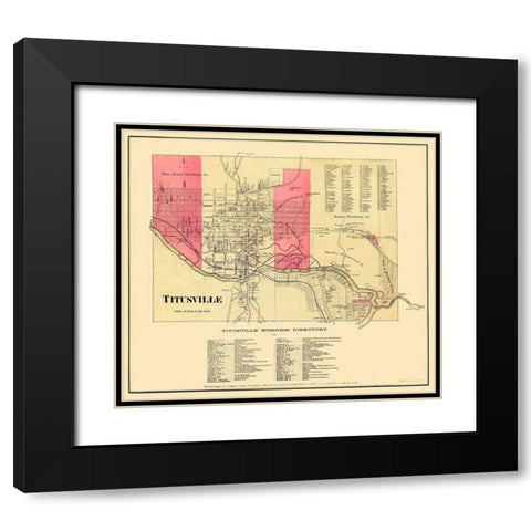 Titusville Pennsylvania Landowner - Beers 1865 Black Modern Wood Framed Art Print with Double Matting by Beers