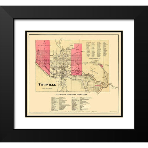 Titusville Pennsylvania Landowner - Beers 1865 Black Modern Wood Framed Art Print with Double Matting by Beers