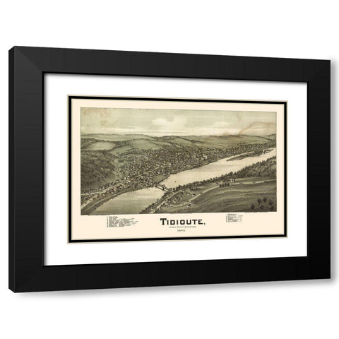Tidioute Pennsylvania - Fowler 1896 Black Modern Wood Framed Art Print with Double Matting by Fowler