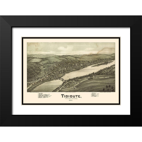 Tidioute Pennsylvania - Fowler 1896 Black Modern Wood Framed Art Print with Double Matting by Fowler