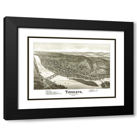 Tionesta Pennsylvania - Fowler 1896 Black Modern Wood Framed Art Print with Double Matting by Fowler