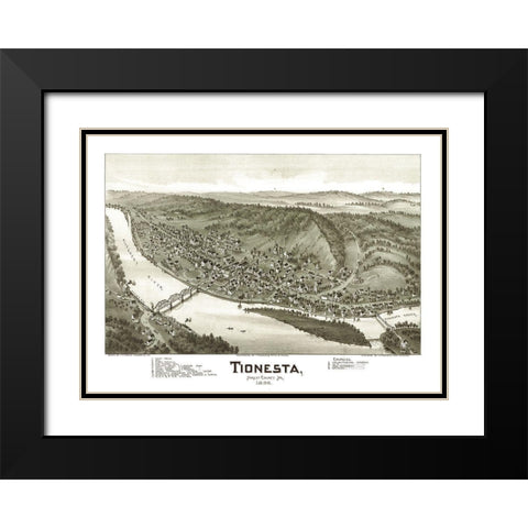 Tionesta Pennsylvania - Fowler 1896 Black Modern Wood Framed Art Print with Double Matting by Fowler