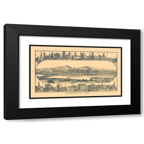 Towanda Pennsylvania - Crawford 1880 Black Modern Wood Framed Art Print with Double Matting by Crawford