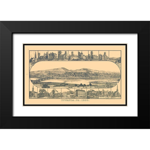 Towanda Pennsylvania - Crawford 1880 Black Modern Wood Framed Art Print with Double Matting by Crawford