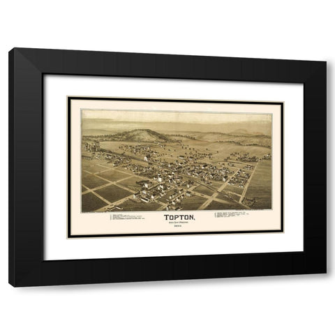 Topton Pennsylvania - Fowler 1893 Black Modern Wood Framed Art Print with Double Matting by Fowler