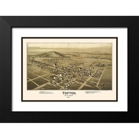 Topton Pennsylvania - Fowler 1893 Black Modern Wood Framed Art Print with Double Matting by Fowler