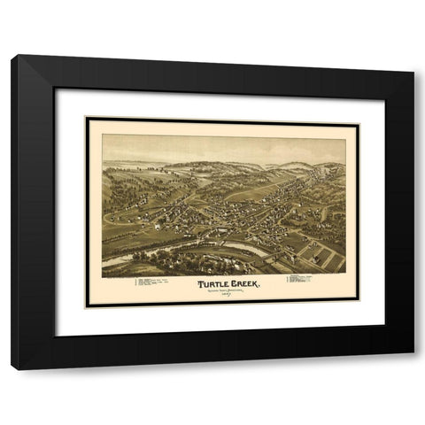 Turtle Creek Pennsylvania - Fowler 1897 Black Modern Wood Framed Art Print with Double Matting by Fowler