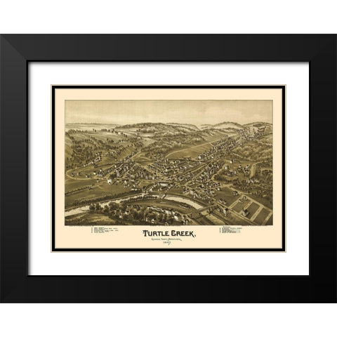 Turtle Creek Pennsylvania - Fowler 1897 Black Modern Wood Framed Art Print with Double Matting by Fowler