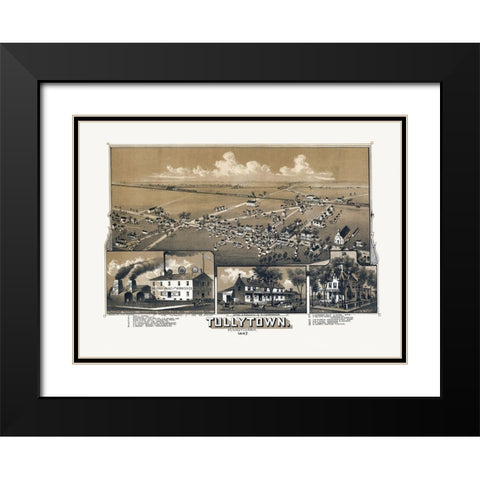 Tullytown Pennsylvania - Fowler 1887 Black Modern Wood Framed Art Print with Double Matting by Fowler