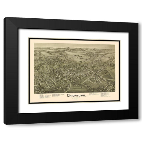 Uniontown Pennsylvania - Fowler 1897 Black Modern Wood Framed Art Print with Double Matting by Fowler