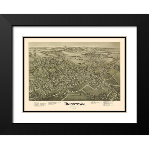 Uniontown Pennsylvania - Fowler 1897 Black Modern Wood Framed Art Print with Double Matting by Fowler