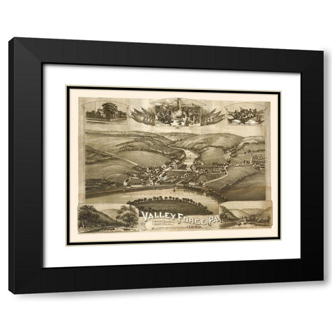 Valley Forge Pennsylvania - Moyer 1890 Black Modern Wood Framed Art Print with Double Matting by Moyer
