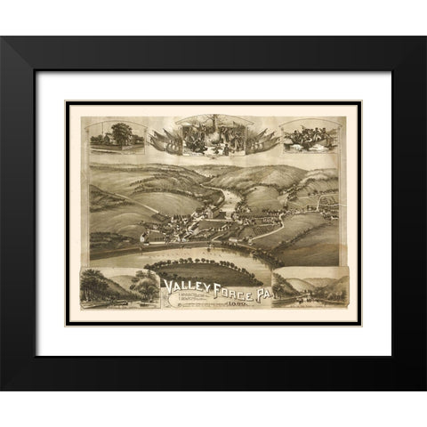 Valley Forge Pennsylvania - Moyer 1890 Black Modern Wood Framed Art Print with Double Matting by Moyer