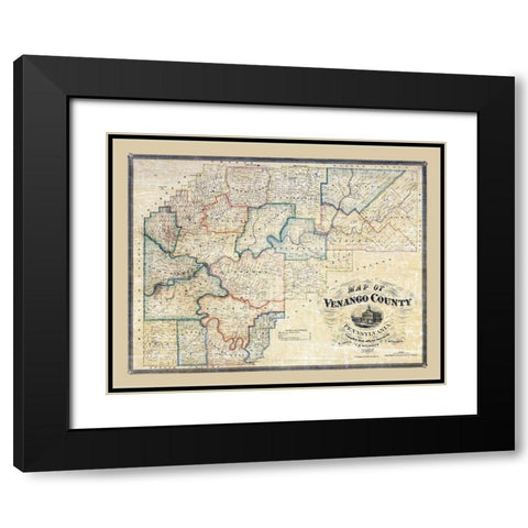 Venango County Pennsylvania - Irwin 1857 Black Modern Wood Framed Art Print with Double Matting by Irwin