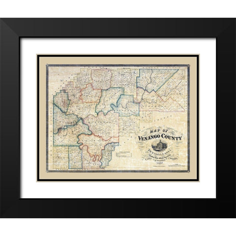 Venango County Pennsylvania - Irwin 1857 Black Modern Wood Framed Art Print with Double Matting by Irwin