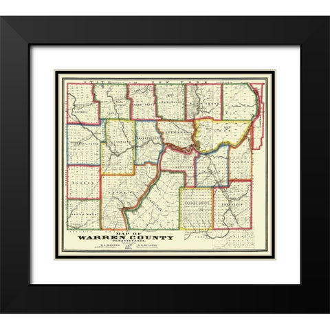Warren County Pennsylvania - Barnes 1865 Black Modern Wood Framed Art Print with Double Matting by Barnes