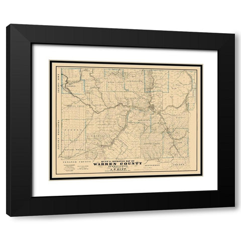 Warren County Pennsylvania - Hunt 1865 Black Modern Wood Framed Art Print with Double Matting by Hunt
