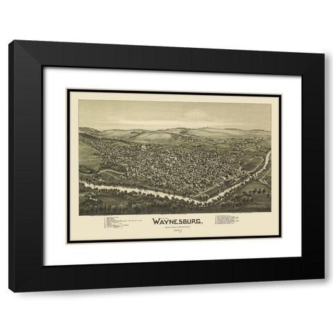 Waynesburg Pennsylvania - Fowler 1897 Black Modern Wood Framed Art Print with Double Matting by Fowler