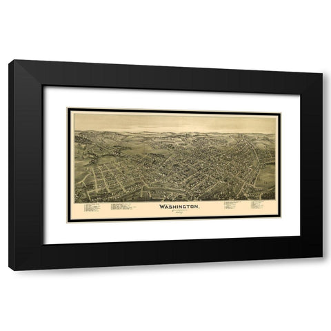 Washington Pennsylvania - Fowler 1897 Black Modern Wood Framed Art Print with Double Matting by Fowler