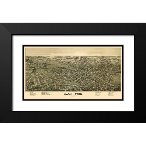 Washington Pennsylvania - Fowler 1897 Black Modern Wood Framed Art Print with Double Matting by Fowler