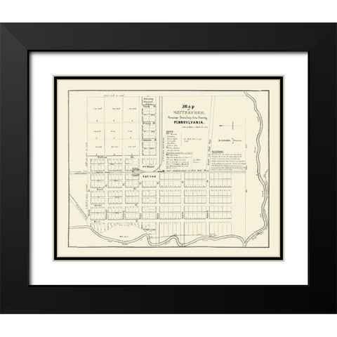Wattsburg Pennsylvania - Baker 1836 Black Modern Wood Framed Art Print with Double Matting by Baker