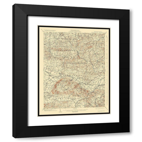 Wernersville Pennsylvania Quad - USGS 1902 Black Modern Wood Framed Art Print with Double Matting by USGS