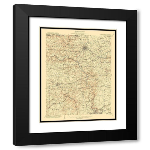 West Chester Pennsylvania Deleware Quad Black Modern Wood Framed Art Print with Double Matting by USGS