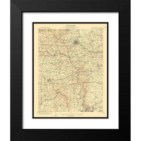 West Chester Pennsylvania Deleware Quad Black Modern Wood Framed Art Print with Double Matting by USGS
