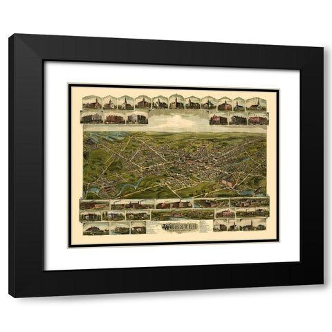 Webster Pennsylvania - Bailey 1892 Black Modern Wood Framed Art Print with Double Matting by Bailey