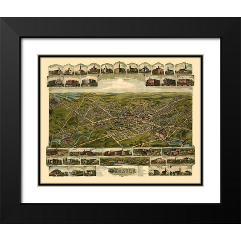Webster Pennsylvania - Bailey 1892 Black Modern Wood Framed Art Print with Double Matting by Bailey