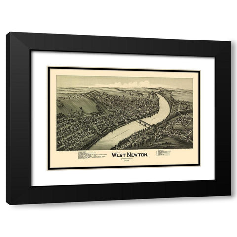 West Newton Pennsylvania - Fowler 1900 Black Modern Wood Framed Art Print with Double Matting by Fowler