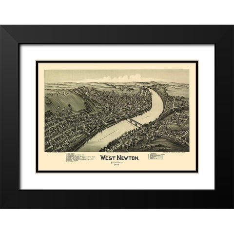 West Newton Pennsylvania - Fowler 1900 Black Modern Wood Framed Art Print with Double Matting by Fowler