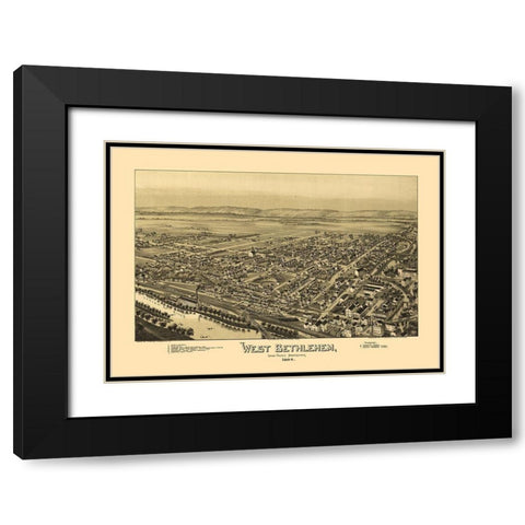 West Bethlehem Pennsylvania - Fowler 1894 Black Modern Wood Framed Art Print with Double Matting by Fowler