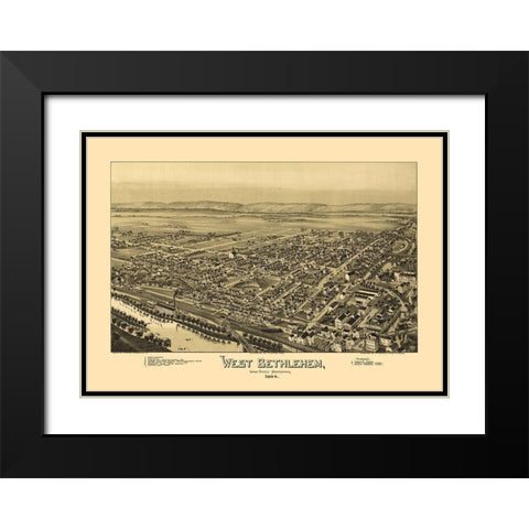 West Bethlehem Pennsylvania - Fowler 1894 Black Modern Wood Framed Art Print with Double Matting by Fowler