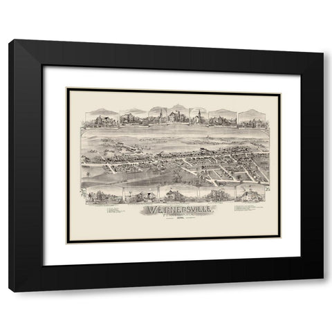 Wernersville Pennsylvania - Fowler 1898 Black Modern Wood Framed Art Print with Double Matting by Fowler